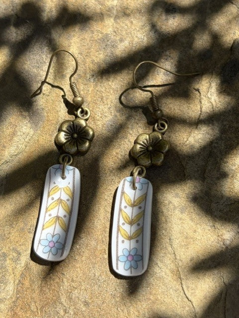Golden Flower Drop Earrings