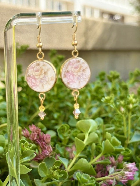 Pink Roses Earrings